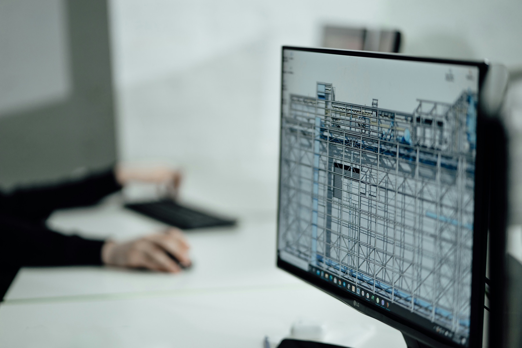 Plan set on a designer's monitor